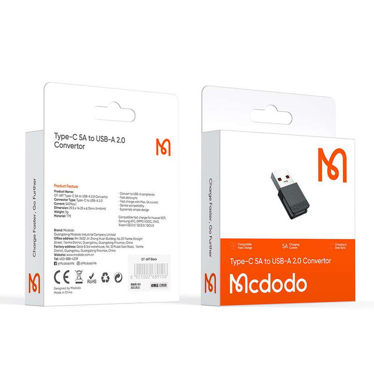 مبدل USB-c به USB-A 2.0 مک دودو مدل OT-6970