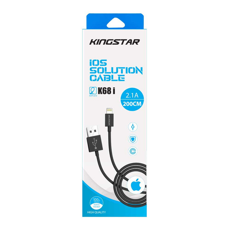 کابل تبدیل USB به لایتنینگ کینگ استار مدل K68i طول 2 متر