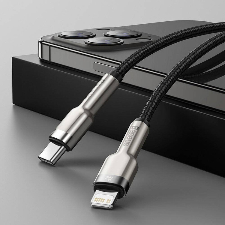 کابل تبدیل USB-C به لایتنینگ بیسوس مدل CATLJK-01 Zinc Alloy PD20W طول 25 سانتی متر