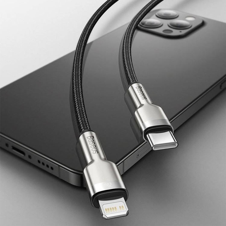 کابل تبدیل USB-C به لایتنینگ بیسوس مدل CATLJK-01 Zinc Alloy PD20W طول 25 سانتی متر