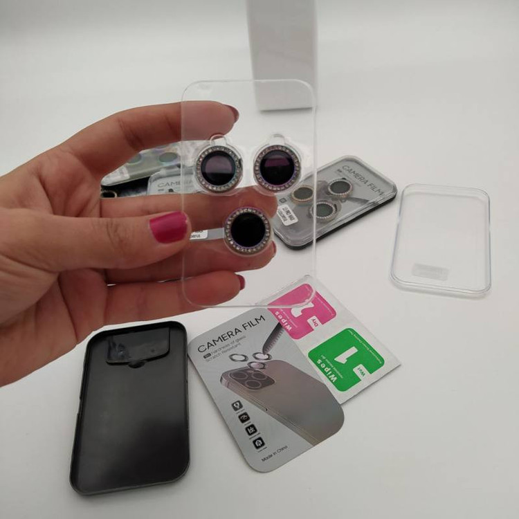 محافظ لنز دوربین کمرا فیلم مدل رینگی نگین دار مناسب برای گوشی موبایل اپل iPhone 13 promax