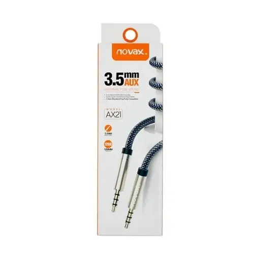 کابل AUX نواکس NOVAX مدل AX‑21 | کابل صدا 1.2 متری جک 3.5 میلیمتری