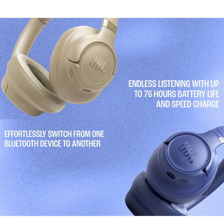 هدفون بلوتوثی روگوشی جیبیال مدل Tune 730 BT با صدای JBL Pure Bass، عمر باتری تا 76 ساعت، بلوتوث نسخه 6، اتصال چندنقطهای و 2 میکروفون Beamforming