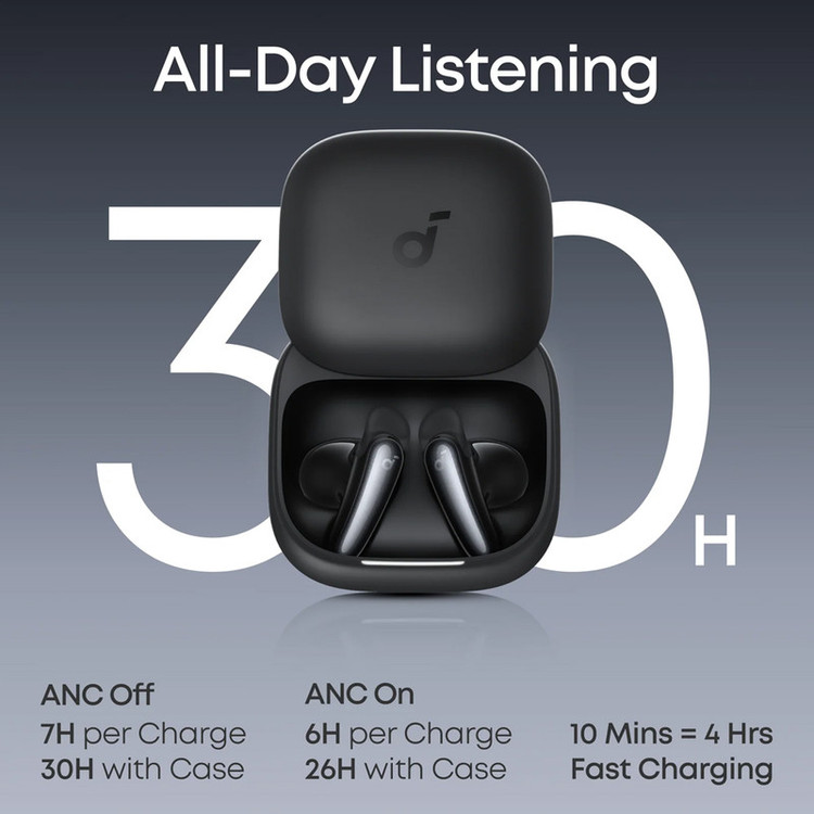 هدفون بلوتوثی توگوشی انکر مدل Soundcore Liberty Buds، مجهز به Adaptive ANC 3.0، پشتیبانی از Hi-Res Audio و کدک LDAC، عمر باتری 7 ساعت و محفظه شارژ 30 ساعته، 4 میکروفون هوش مصنوعی، بلوتوث 6.1 و مقاومت در برابر رطوبت و عرق