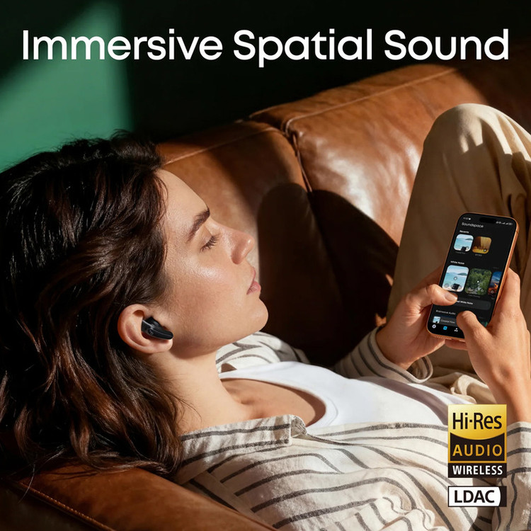 هدفون بلوتوثی توگوشی انکر مدل Soundcore Liberty Buds، مجهز به Adaptive ANC 3.0، پشتیبانی از Hi-Res Audio و کدک LDAC، عمر باتری 7 ساعت و محفظه شارژ 30 ساعته، 4 میکروفون هوش مصنوعی، بلوتوث 6.1 و مقاومت در برابر رطوبت و عرق